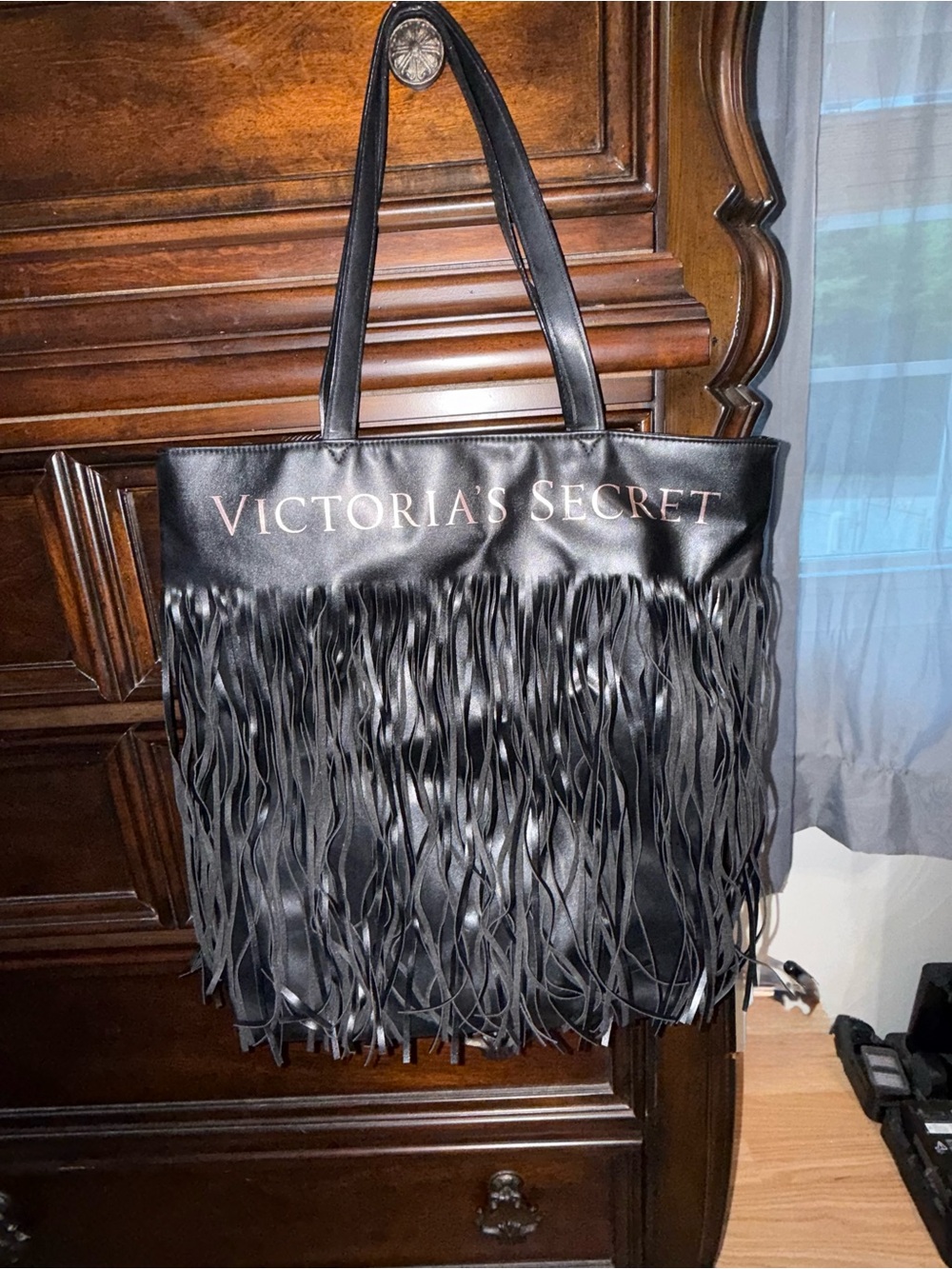 Victoria's Secret Black Fringe Tote Bag